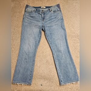 Hatch Women’s Straight Leg Jeans in Light Blue with Navy Waist Panels Maternity